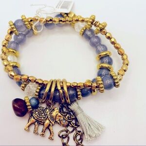Bracelet tassel and elephant Gray